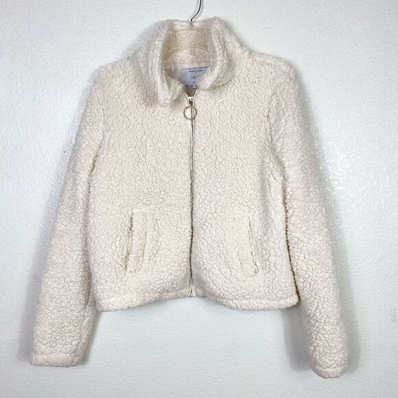 Iris Ivory Faux Fur Teddy Zip Up Jacket - Picture 1 of 5